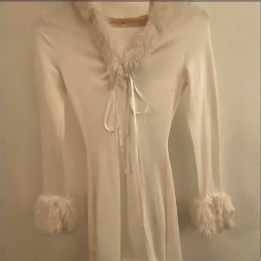 Fur V-Neck Dress